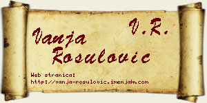 Vanja Rošulović vizit kartica